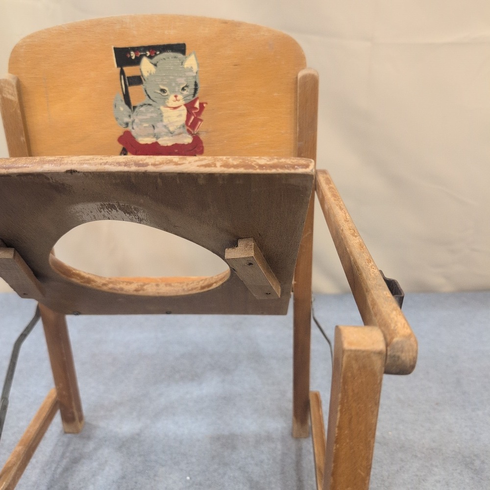 Vintage Wooden Potty Chair Kitten Graphic Mid Century Toddler Training Seat - Picture 6 of 9